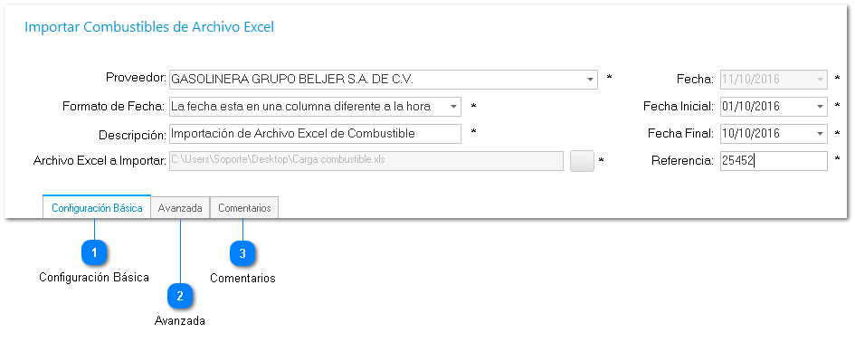 Importación por Excel (.xls)