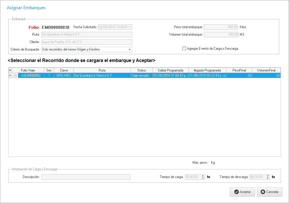 Asignar Embarques a Viajes 2